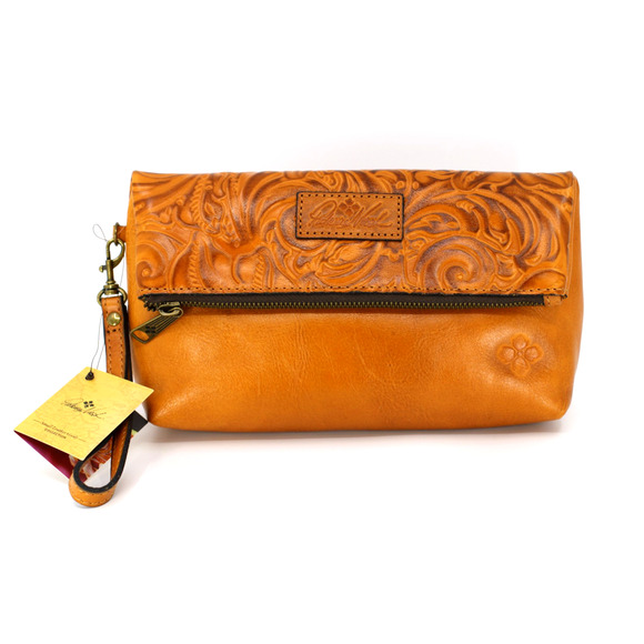 A6 NWT PATRICIA NASH Valerie Logo Embossed Leather FoldOver Wristlet Clutch Bag - Picture 2 of 7